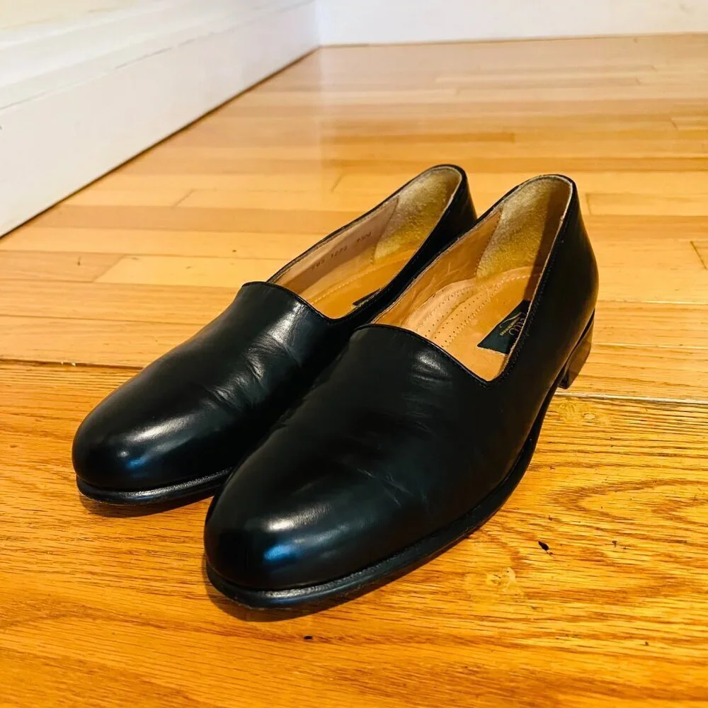 Zelli Men's Leather Black Loafers Flat Oxford Sz 9.5 M, Hand Crafted In Italy.