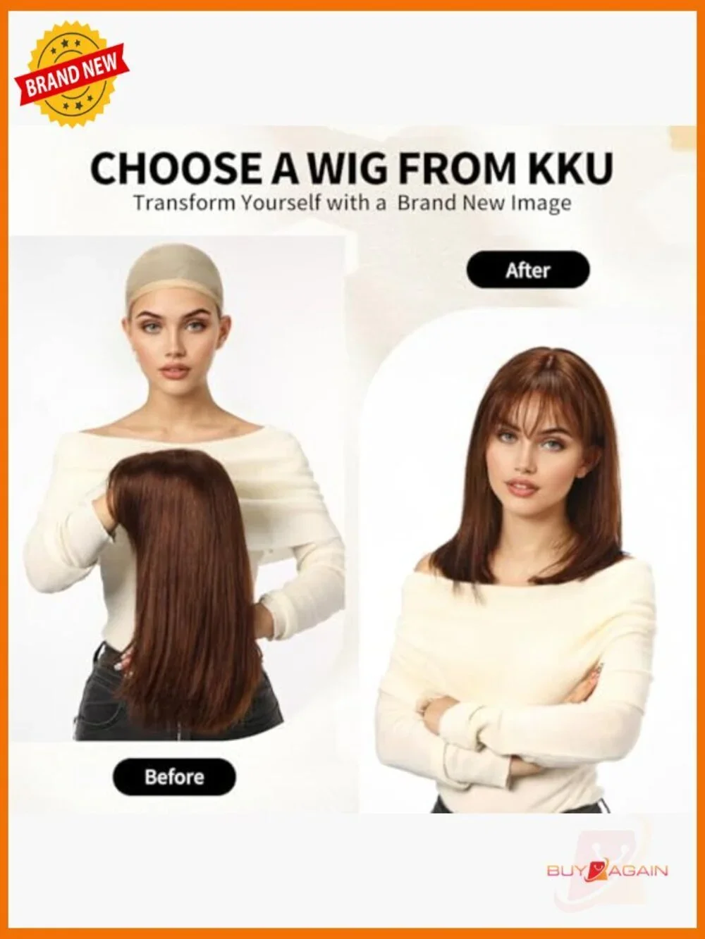16 Inch Layered Straight Human Hair Wig with Bangs