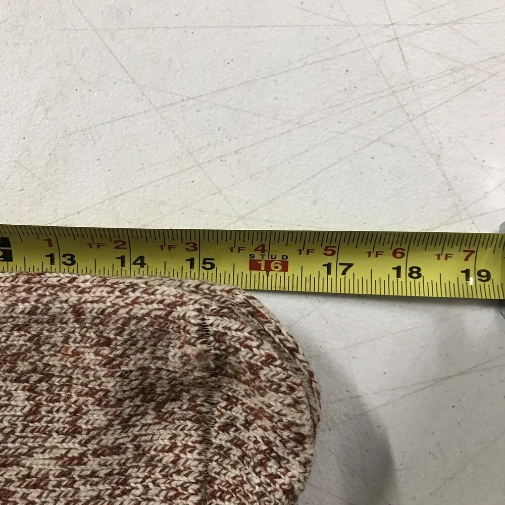 Vintage Thermal Outdoor Socks Mens 10-13 Brown Wool Acrylic Nylon Mid Calf USA