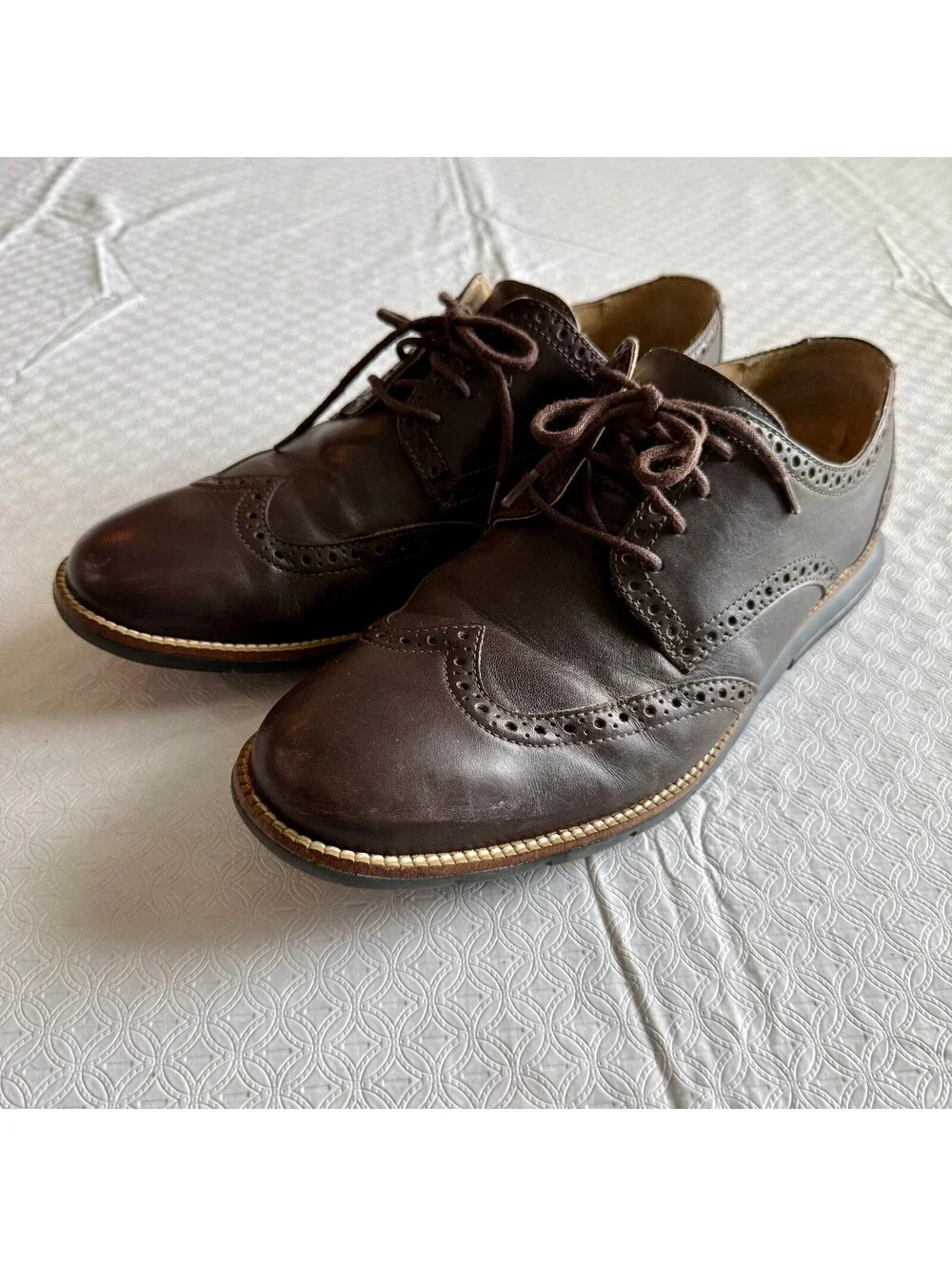 Cole Haan Grand OS Brown Leather Wingtip Dress Shoes Men's Size 9.5M