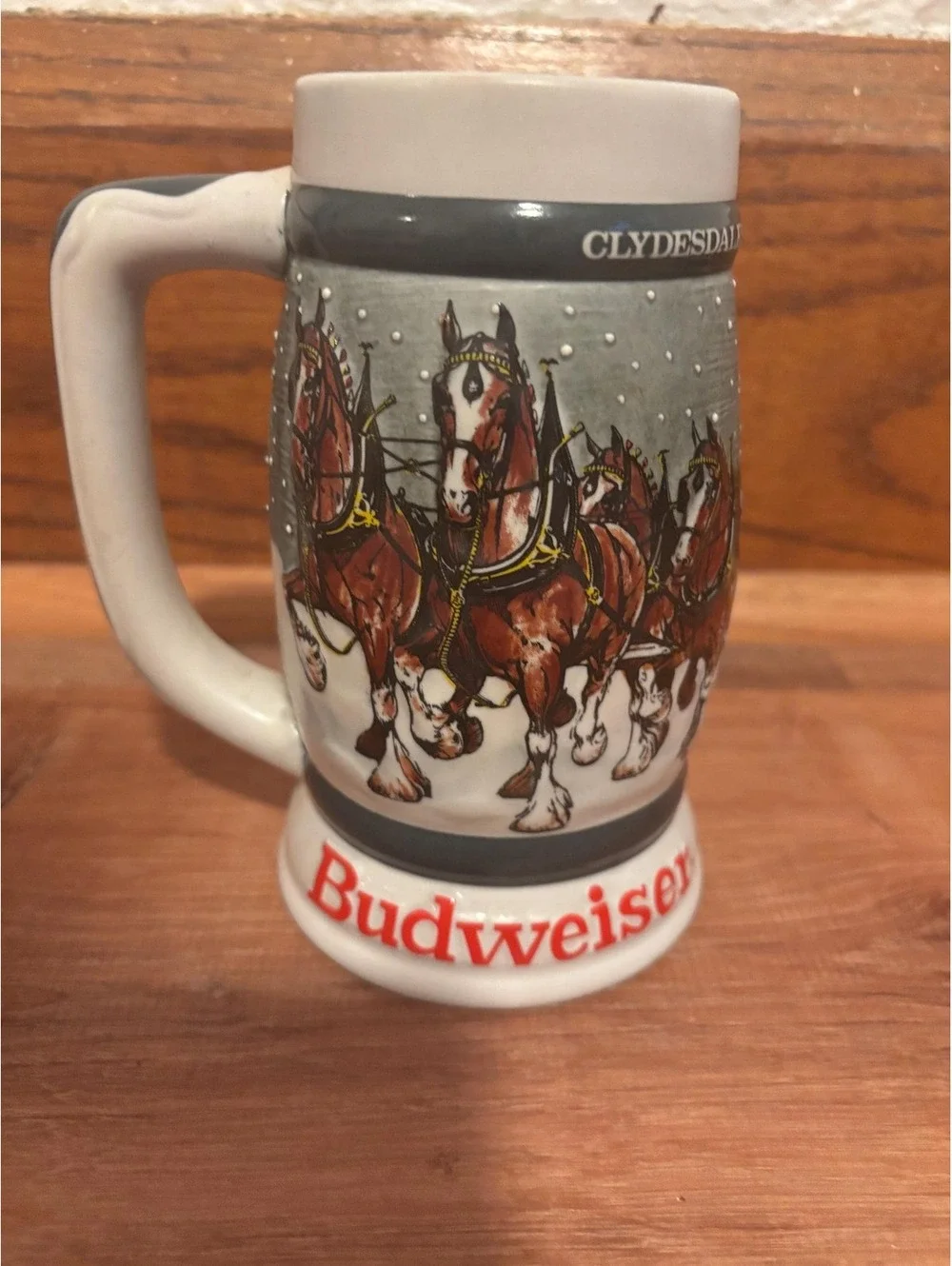 Budweiser Holiday Clydesdales 50th Anniversary  Beer Stein EUC