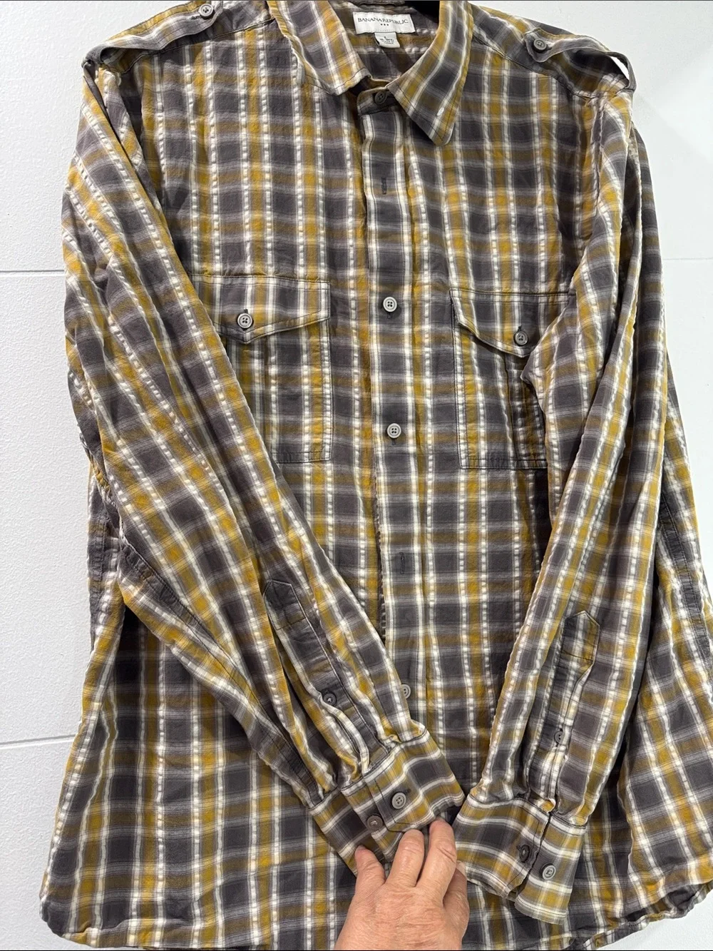 Banana Republic layering plaid