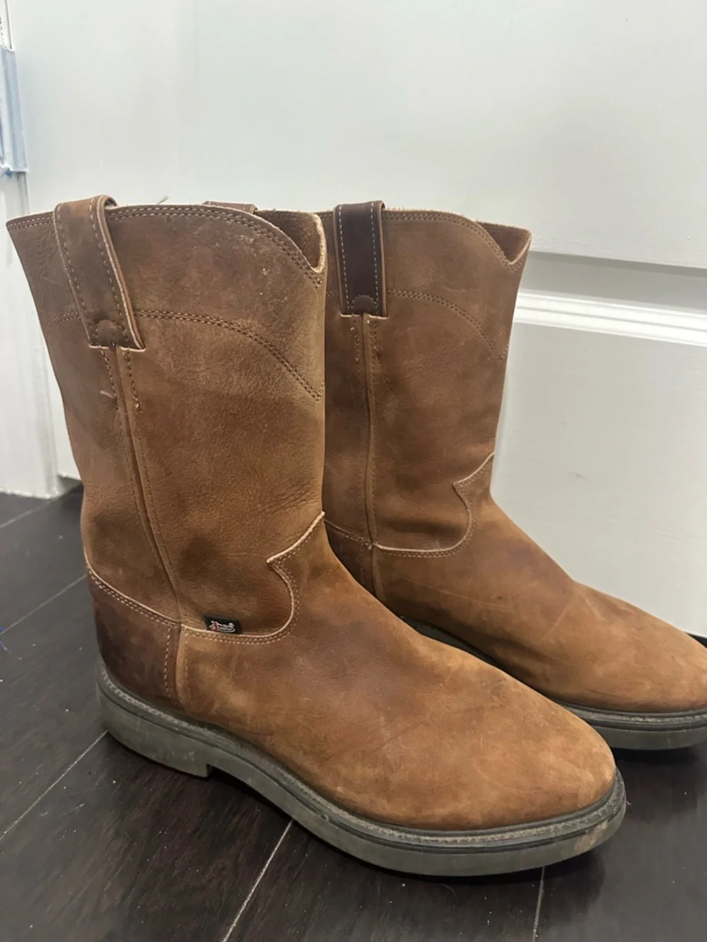 Justin Boots Tan Suede Western Work Boots SZ 9.5