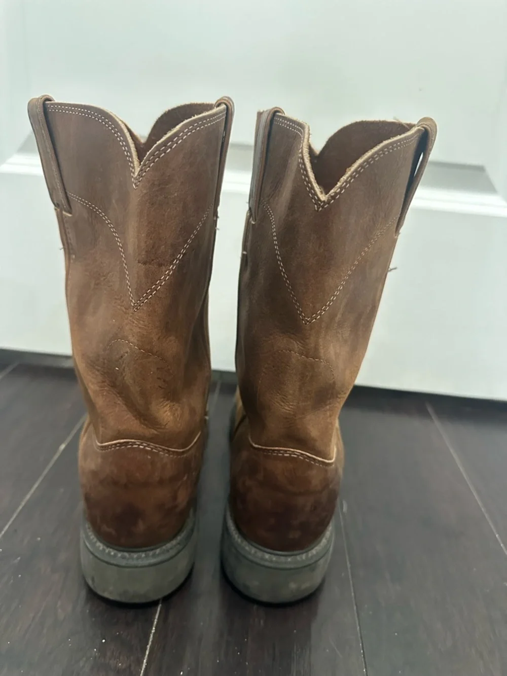 Justin Boots Tan Suede Western Work Boots SZ 9.5