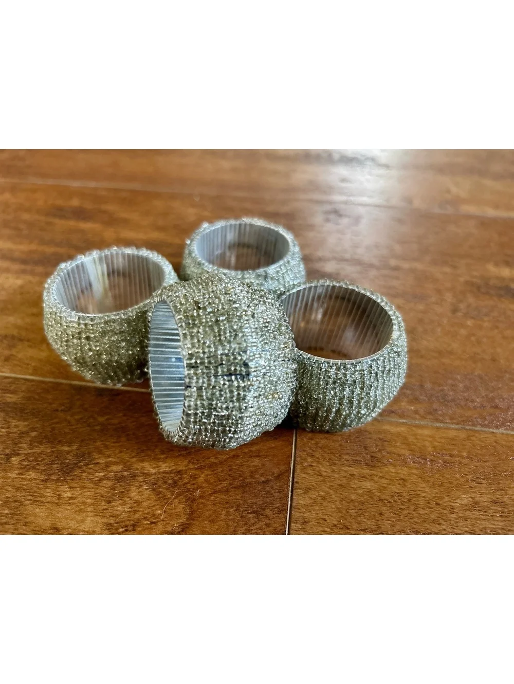 Set of 4 Decorative Silver-Toned Napkin Rings