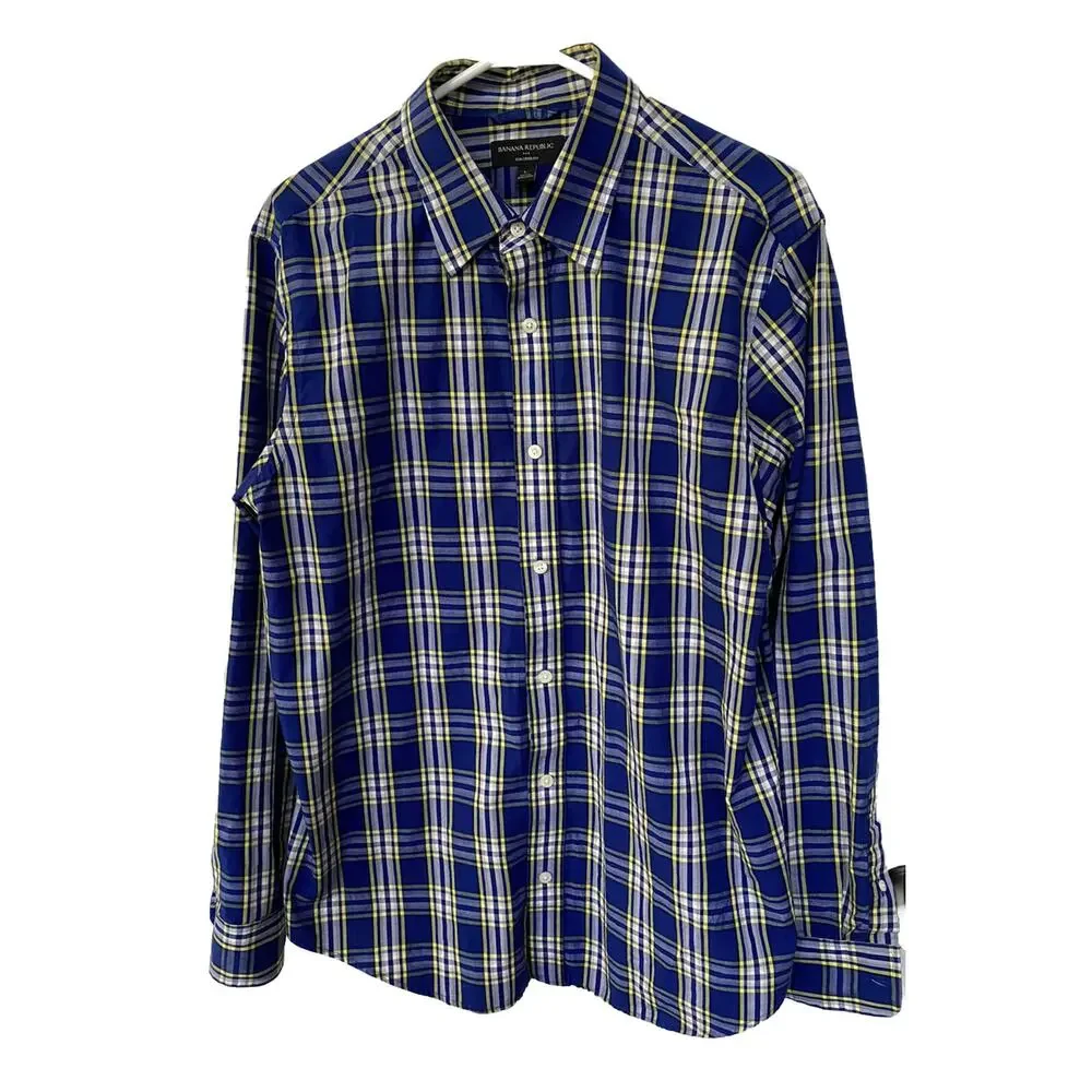 Banana Republic Men’s Long Sleeve Shirt Large Striped Night Out‎ Career Casual