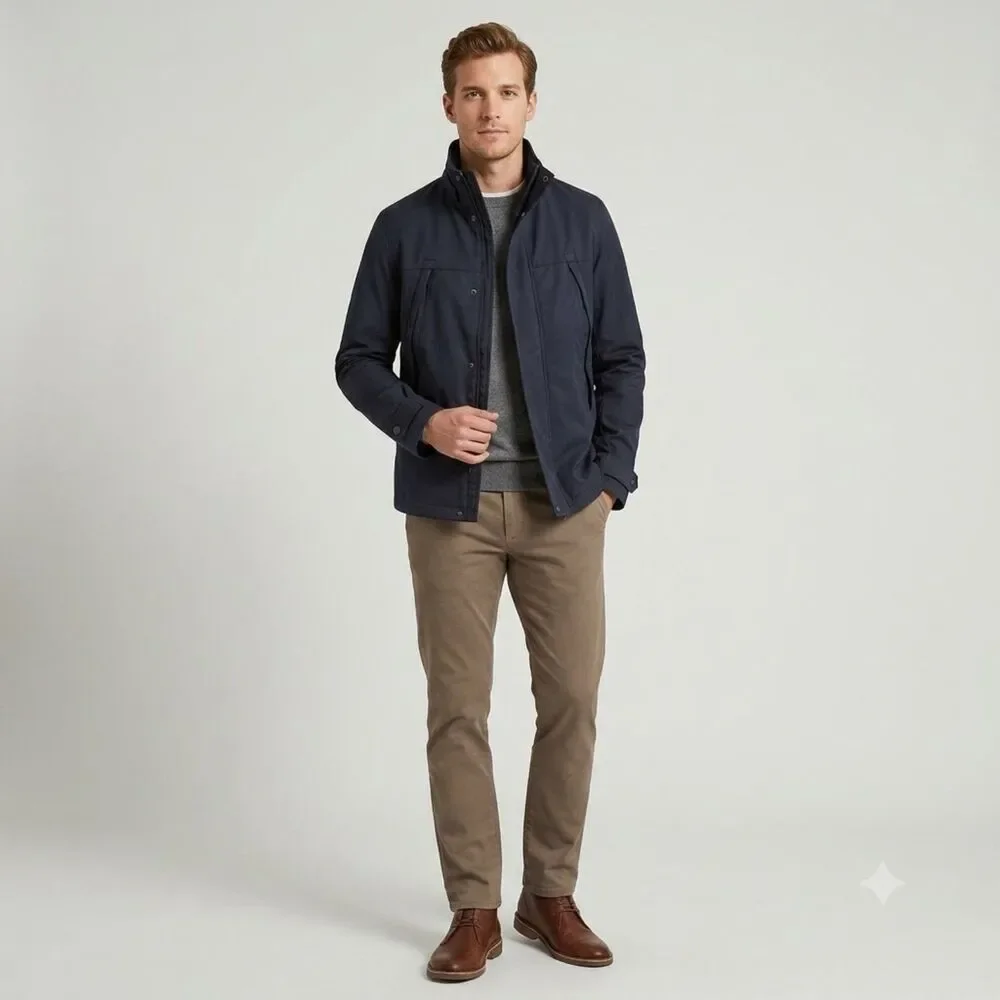 Banana Republic Navy Blue Men's Jacket Coat Zip/Snap Front Medium