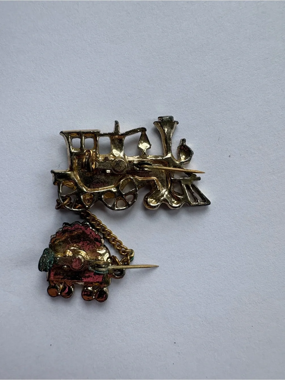 Vintage Gold Tone Steam‎ Locomotive Train Wagon Collectible Brooch Lapel Pin
