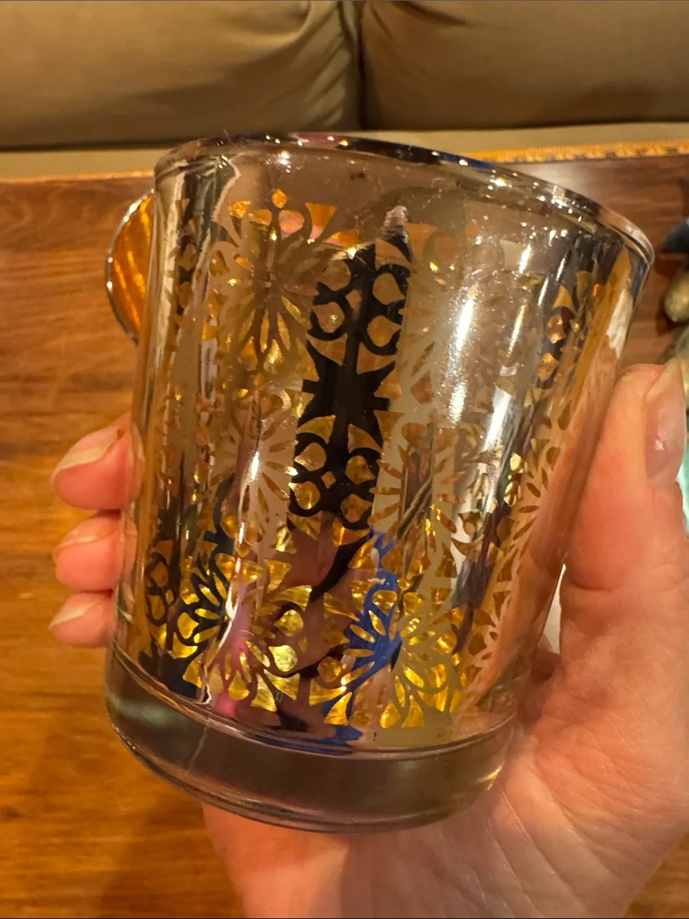 RARE Crate&Barrel Raj Hurricane + 2 Matching Votive Candle Holder Gold Silver