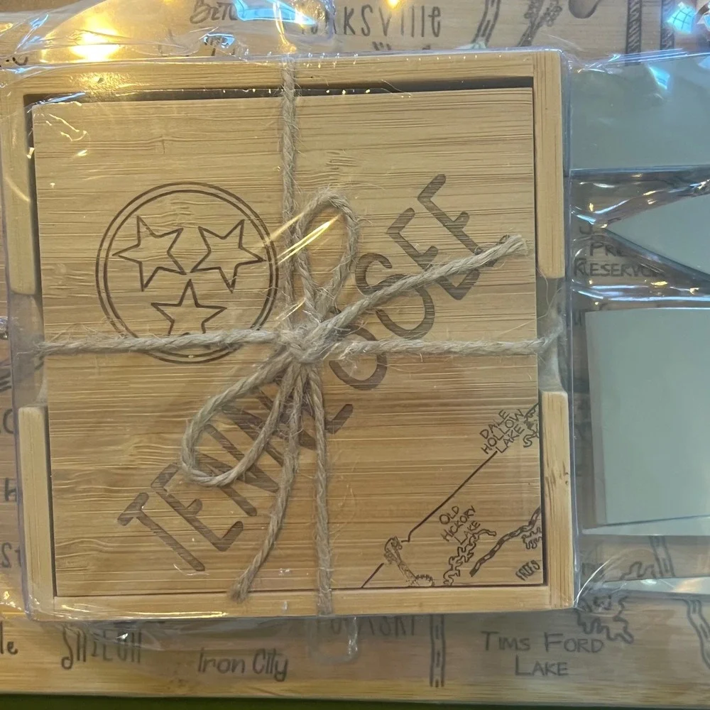 Totally Bamboo Tennessee State Destination Serving Board Coaster & Knife Set NEW