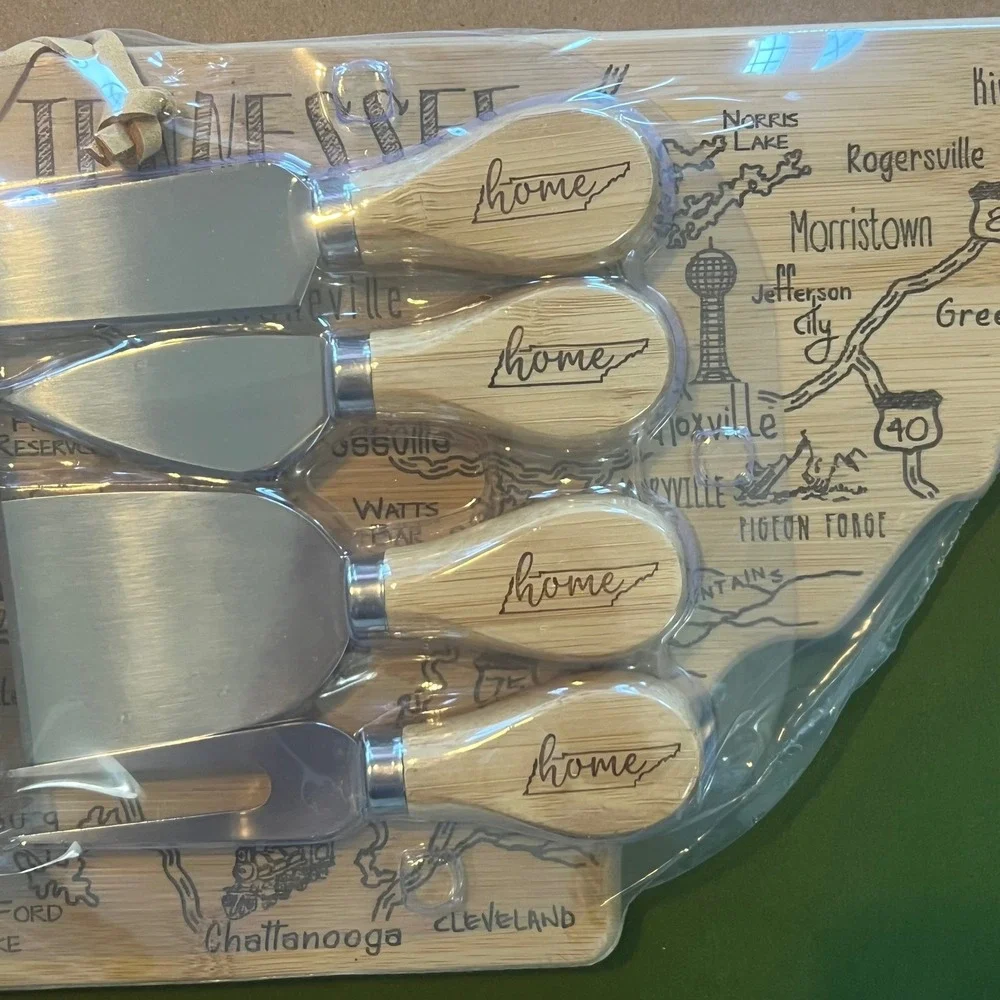Totally Bamboo Tennessee State Destination Serving Board Coaster & Knife Set NEW