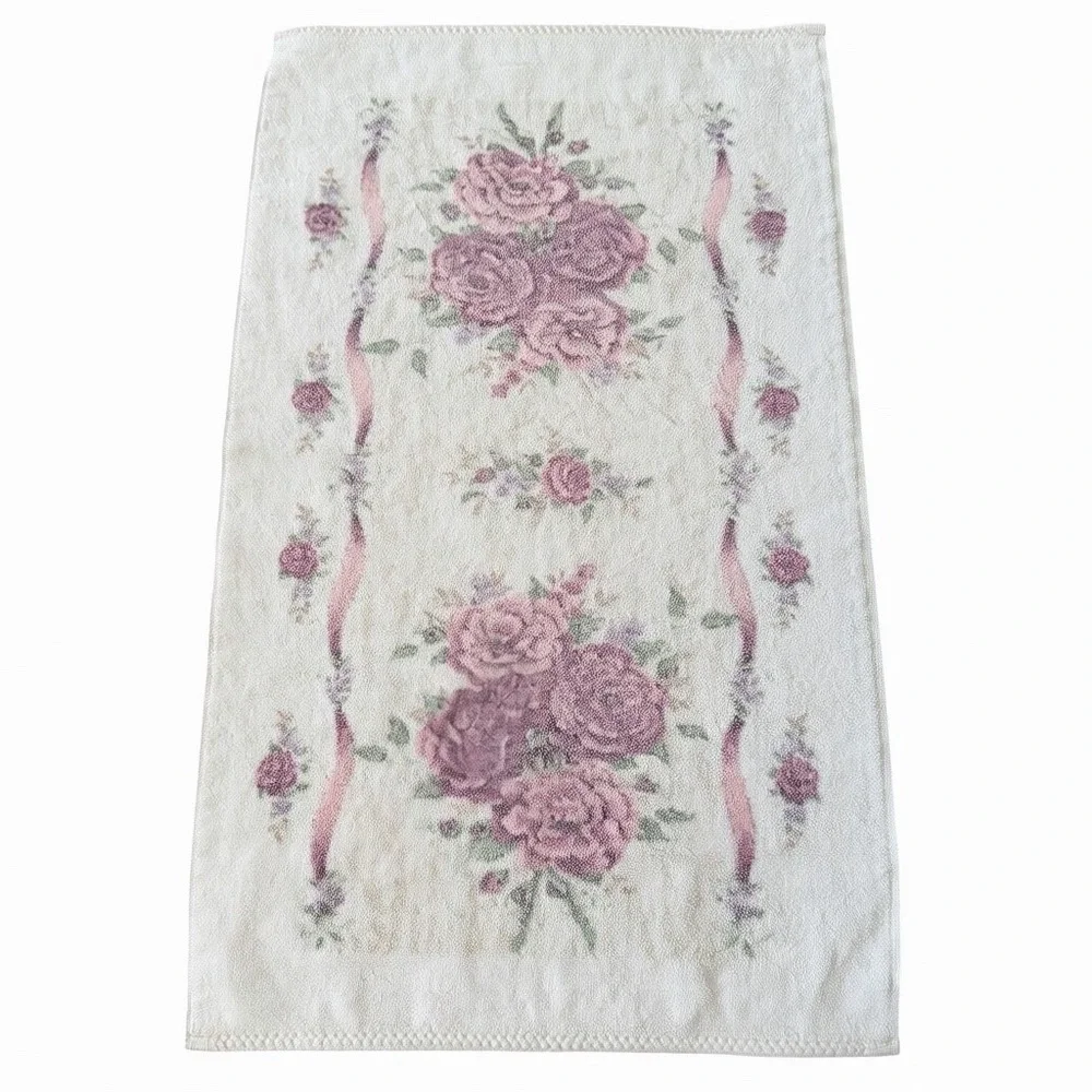 Vintage Glynna Turley Rose Floral Hand Towels 100 % Cotton Set 2‎ Cottagecore