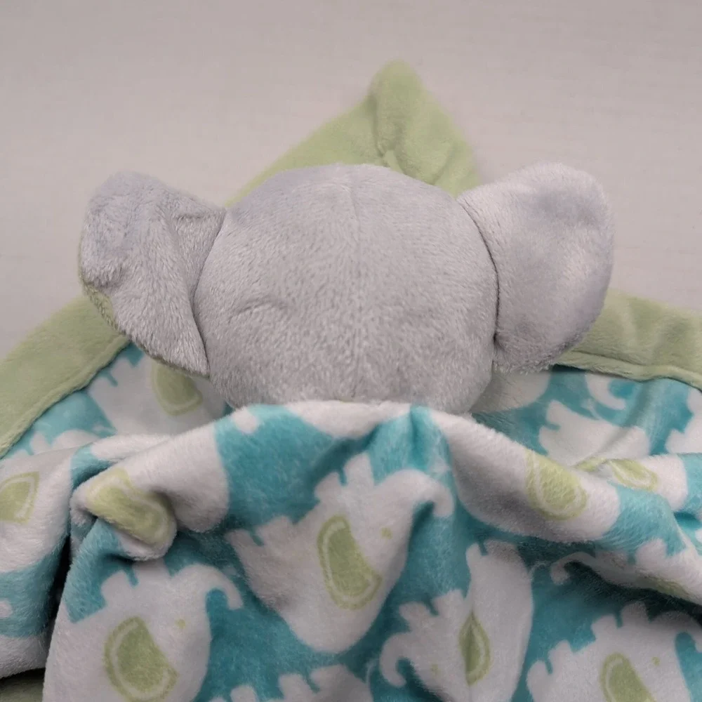 Carters Grey Elephant Lovey Plush Green Blue Security Blanket‎ Baby