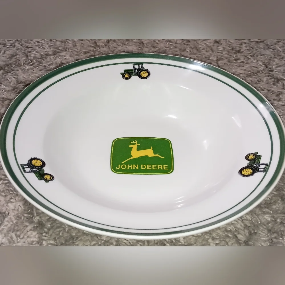Gibson John Deere Bowl Color Green White Tractor Farm Rural Collector‎ Food