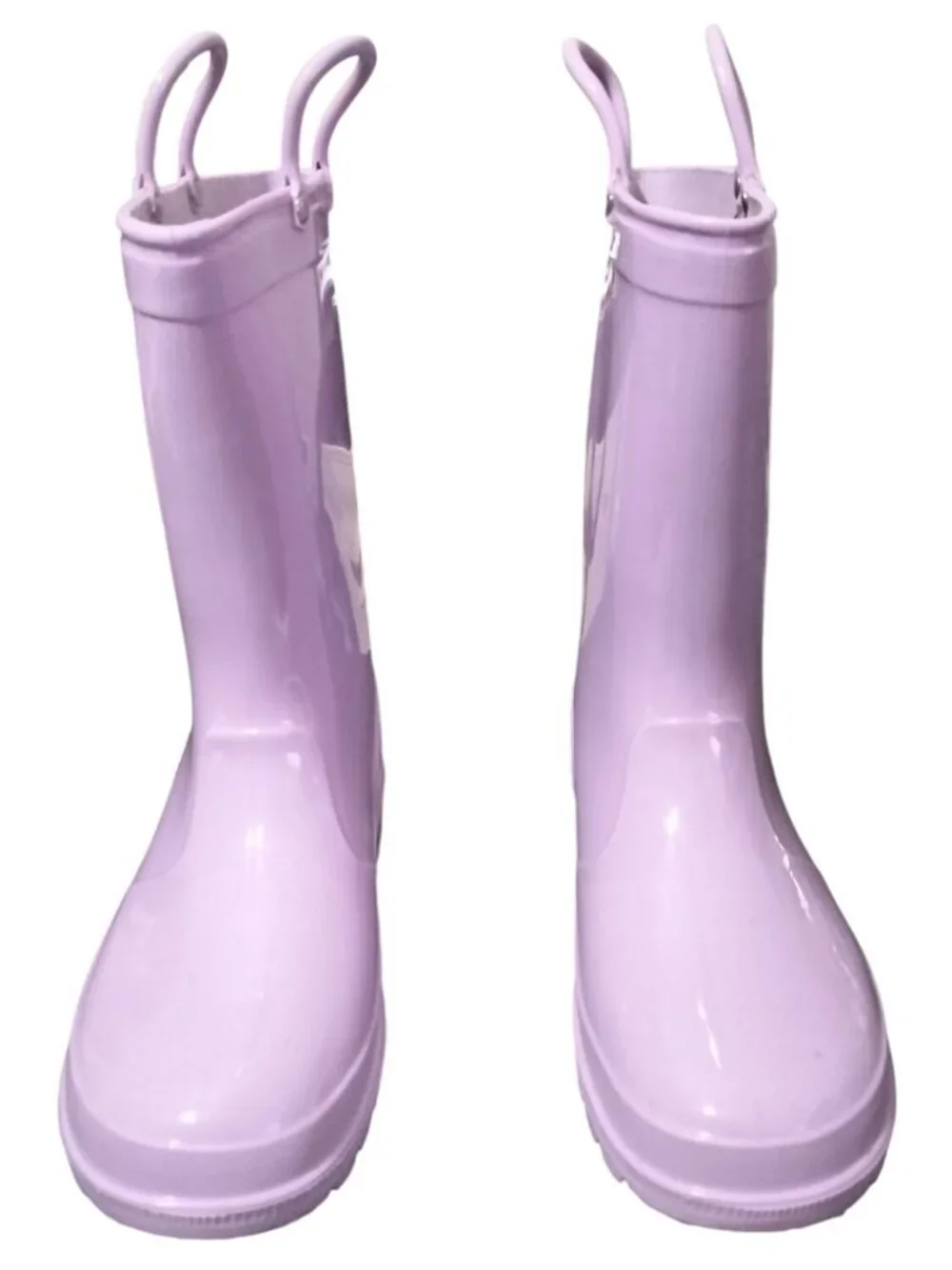 K KomForme Big Kids Size 2 Lavender Rain Boots With Handles & Removable Insole