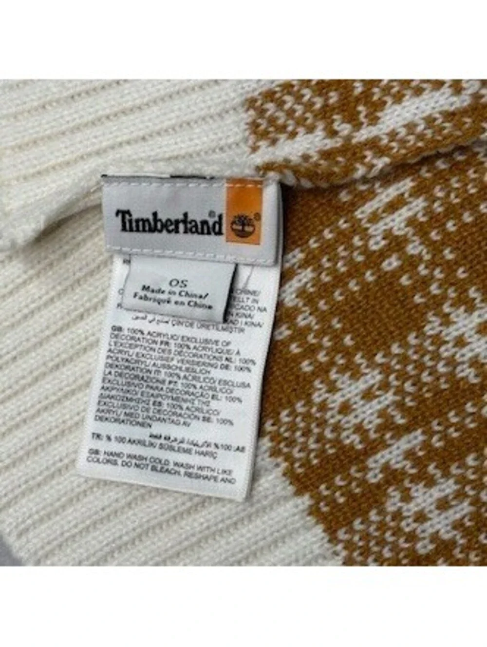 Timberland Cozy Brown and Cream Knit Scarf - One Size