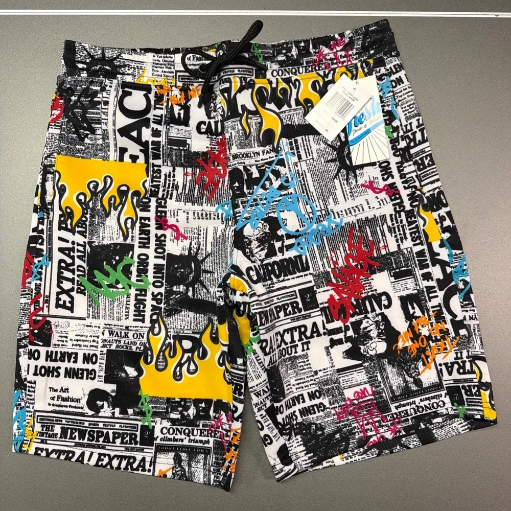Men's Graphic Board Shorts Swim Trunks Size M| New With‎ Tags