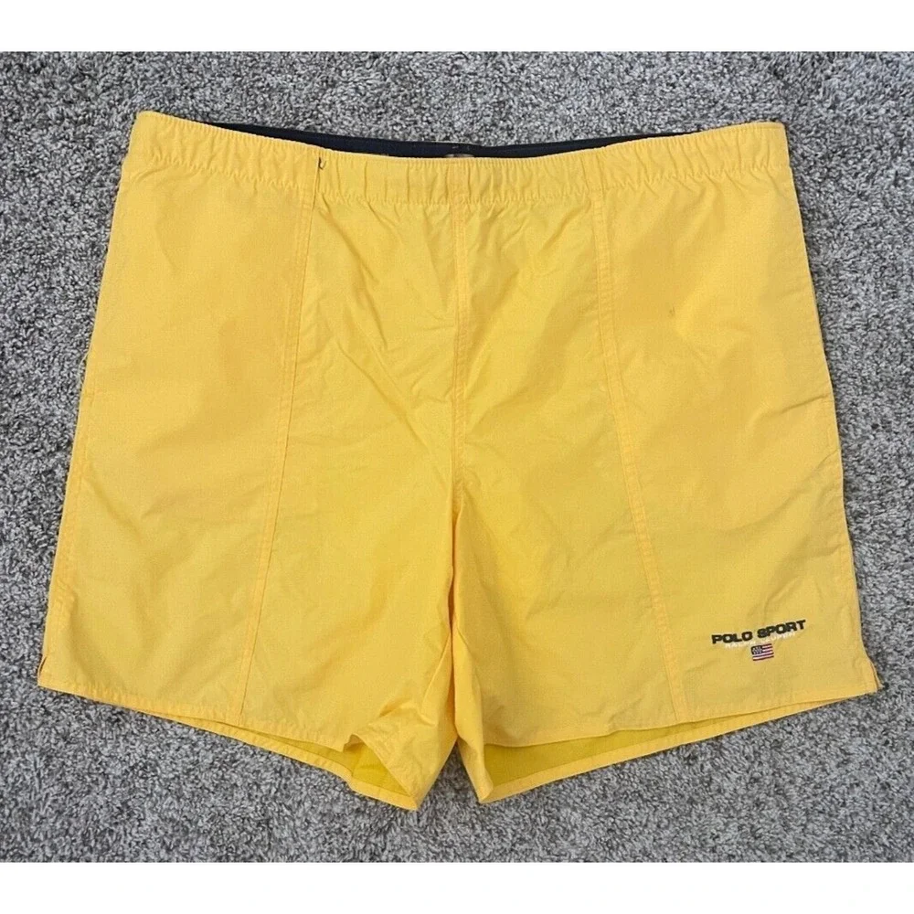 Polo Sport Ralph Lauren‎ Swim Trunks Men's Medium Yellow Lined 8