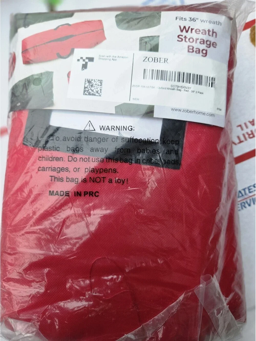 2 Red Wreath  storage Bag 36in