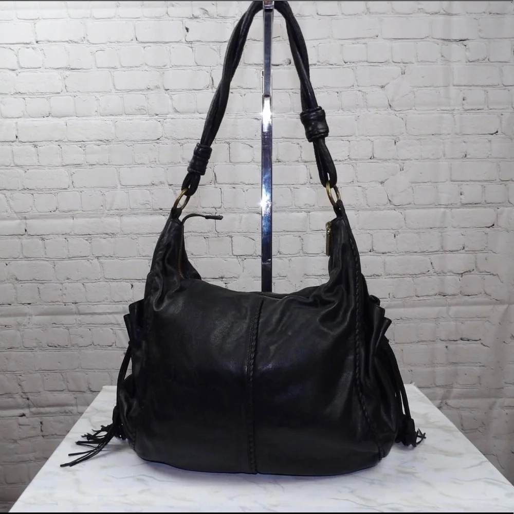 HOBO Black Leather Hobo Shoulder Bag