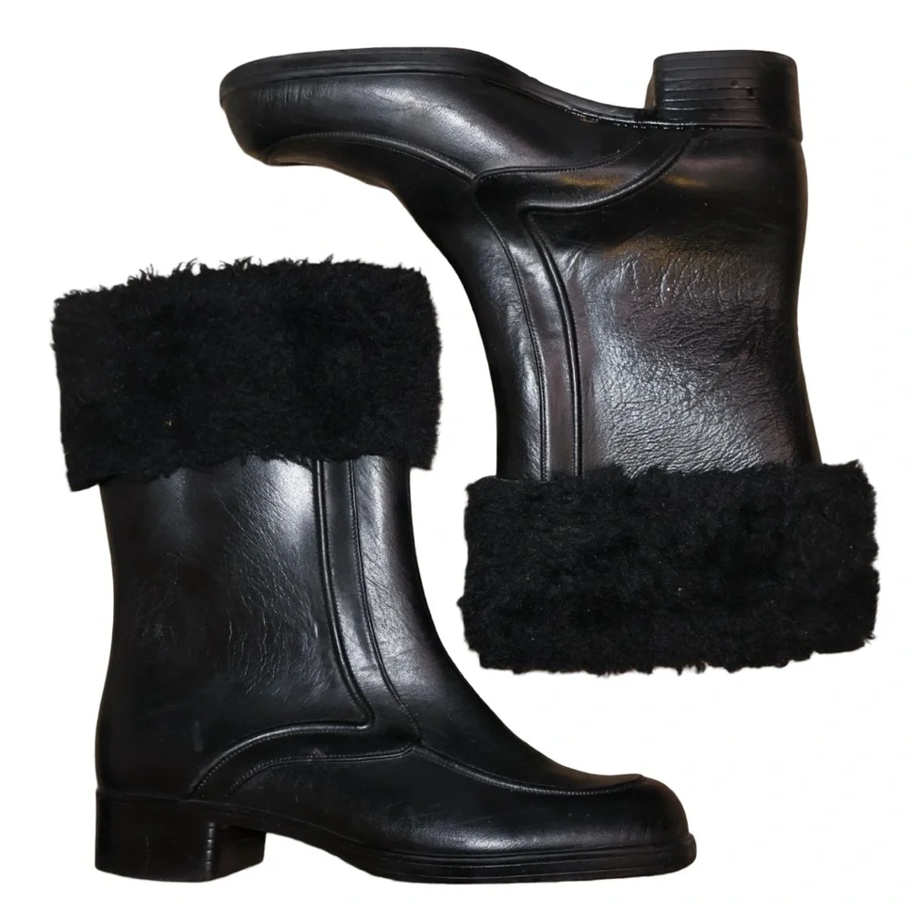 Vintage‎ 70s Waterproof black rain boots. Size 6