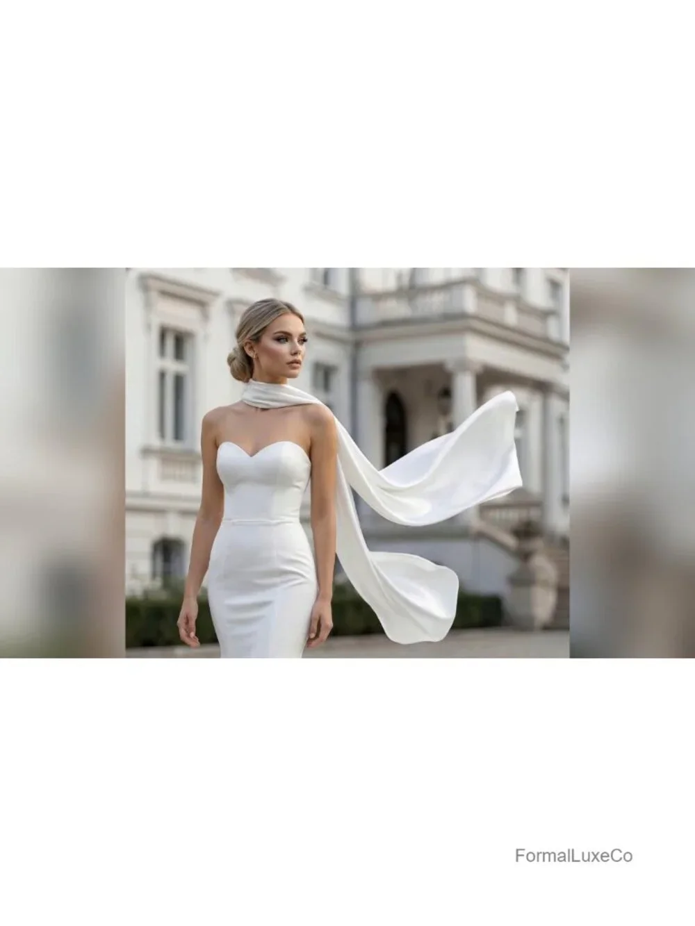 Satin Bridal Neck Scarf Wrap Long 118in Ivory Wedding Ceremony Accessory