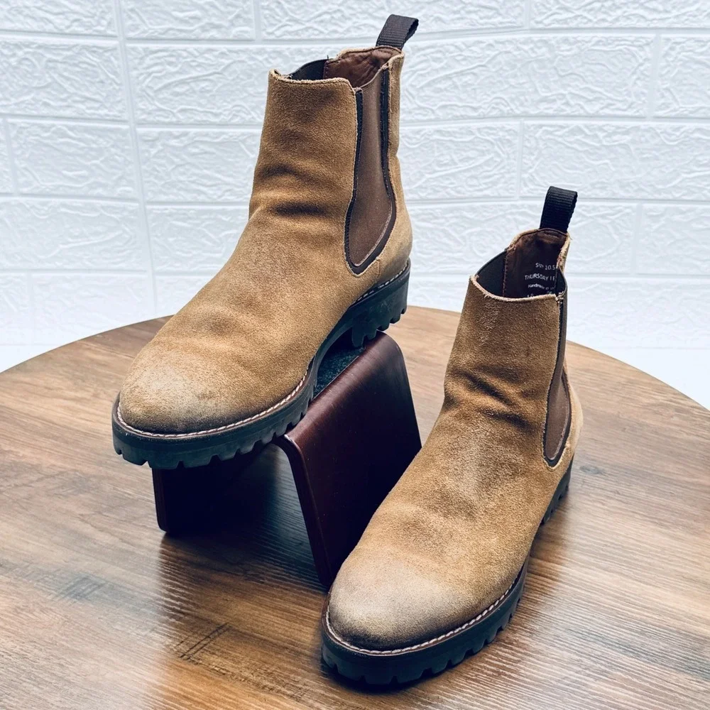 Thursday Boot Co. Rogue Chelsea Boots Suede Tan Brown Men's Size 10.5 Lug Sole