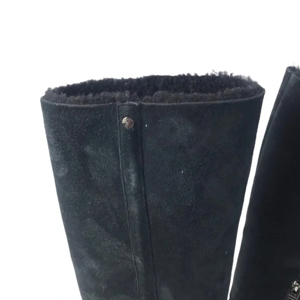 Coach Kelly Black Suede Double Shearing boots size 7B