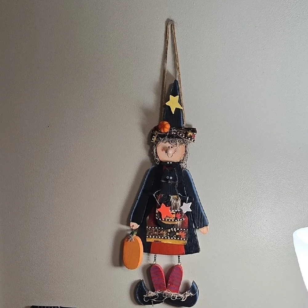 Handcrafted Halloween Witch Wall Hanging 16 Inches