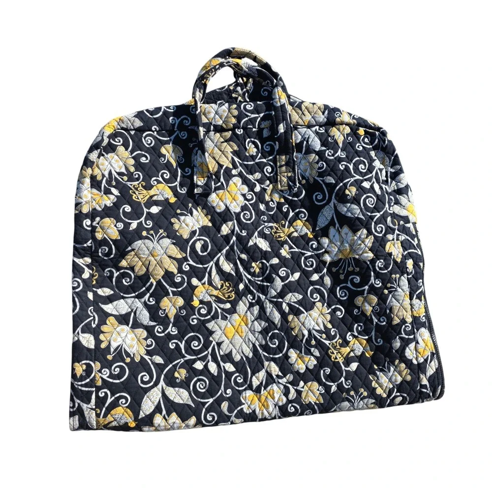 Vera Bradley Night and Day Quilted Garment Bag‎ Floral Travel Suit Carrier Black