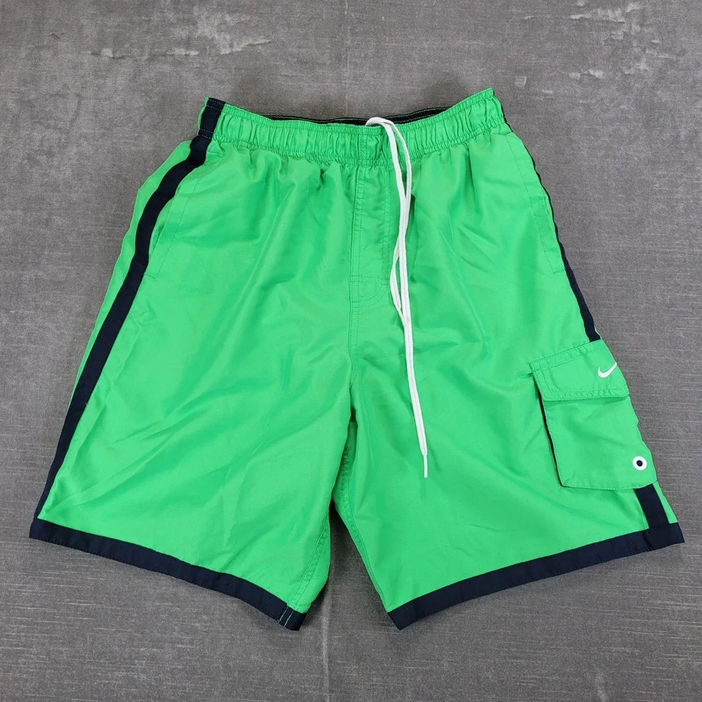 Nike Swim Board  Shorts Men's Size S Green‎ Navy Blue Athletic Quick Dry