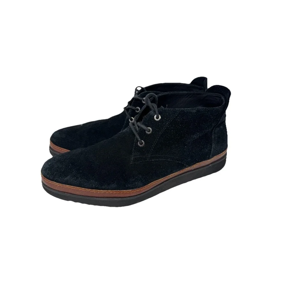 🔥BUGATCHI 🎱Black Suede Chukka Boots -‎ Mid Top Lace Up - Luxury Designer -11
