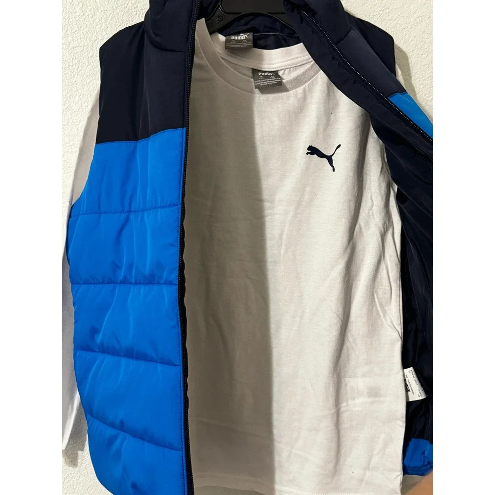 Puma Boy's Long Sleeve T-Shirt & Vest Set Size S‎ (7/8) Blue & White