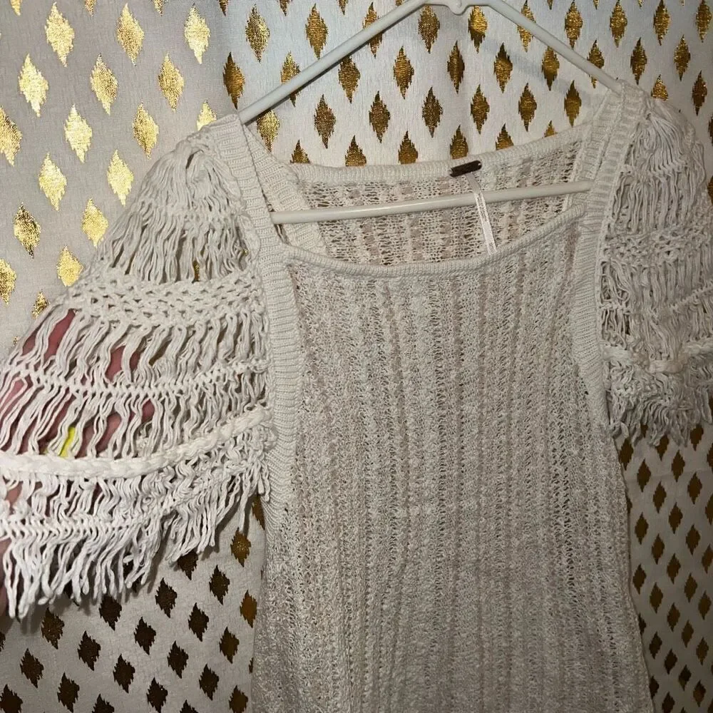 Free People Blackbird Macrame top Ivory comb size XS