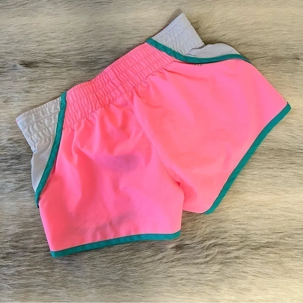 NIKE Dry Fit Pink Green White Swoosh Athletic Lightweight Gym Workout Shorts M