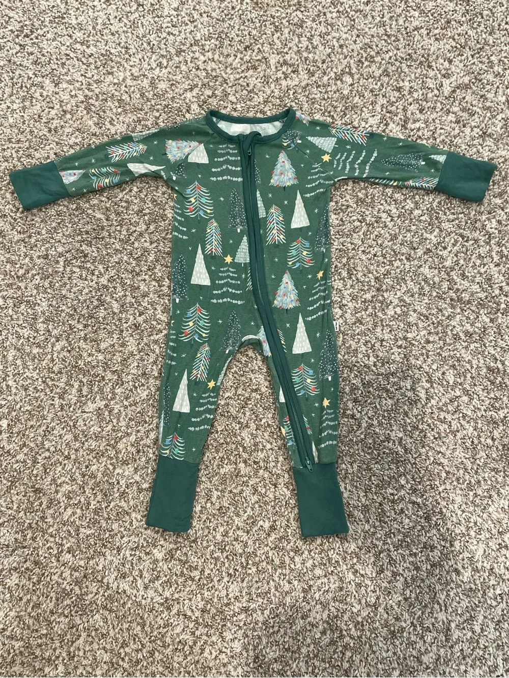 Little Sleepies Forest Green Holiday Tree Footed One-Piece