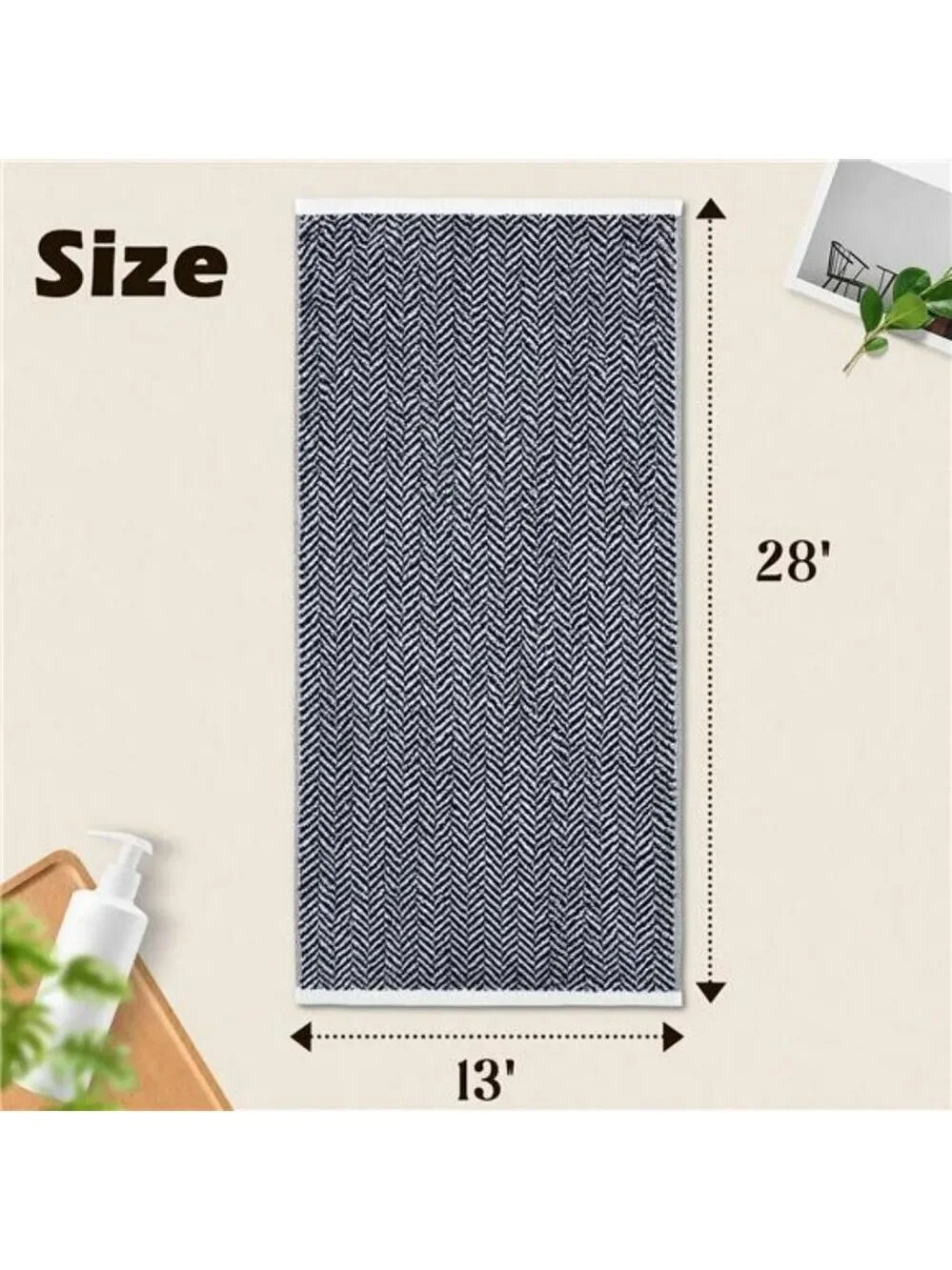Cotton hand towels set of 2 soft absorbent striped bathroom kitchen guest decor