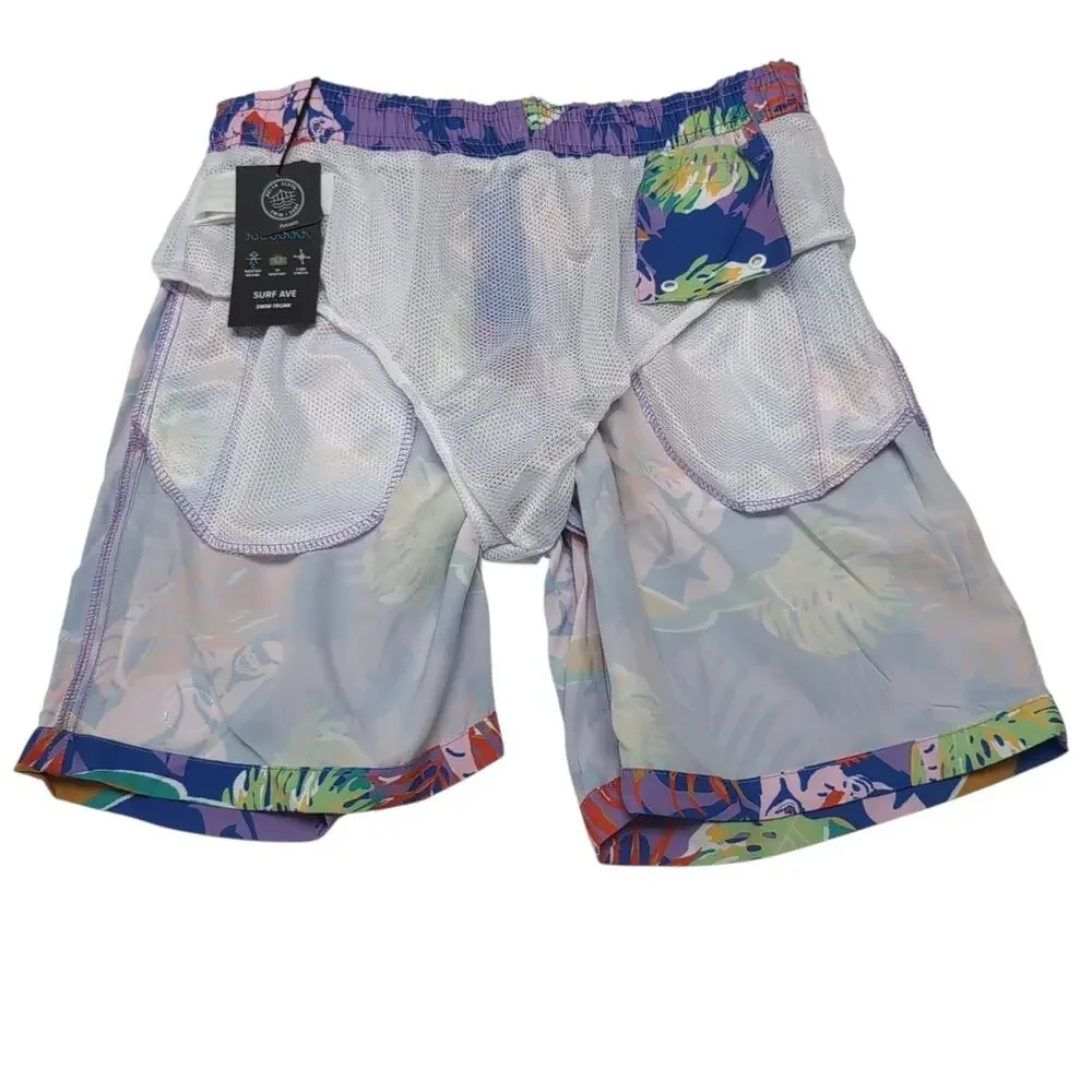 Brooklyn Cloth Co Swim Trunks Shorts Mens Size M Surfing Dinosaurs Print NEW NWT