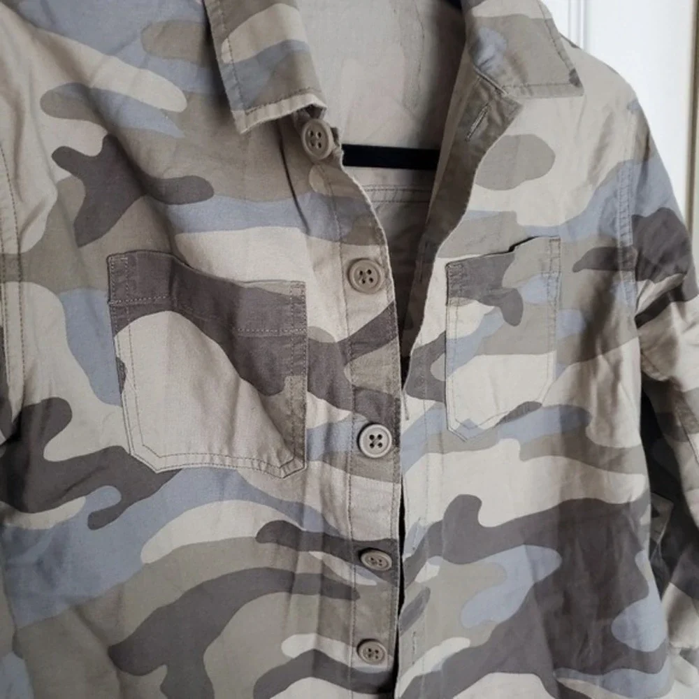 Gap‎ Kids Camo Utility Shirt Jacket Green Gray Camouflage Shirt Jacket Size M 8