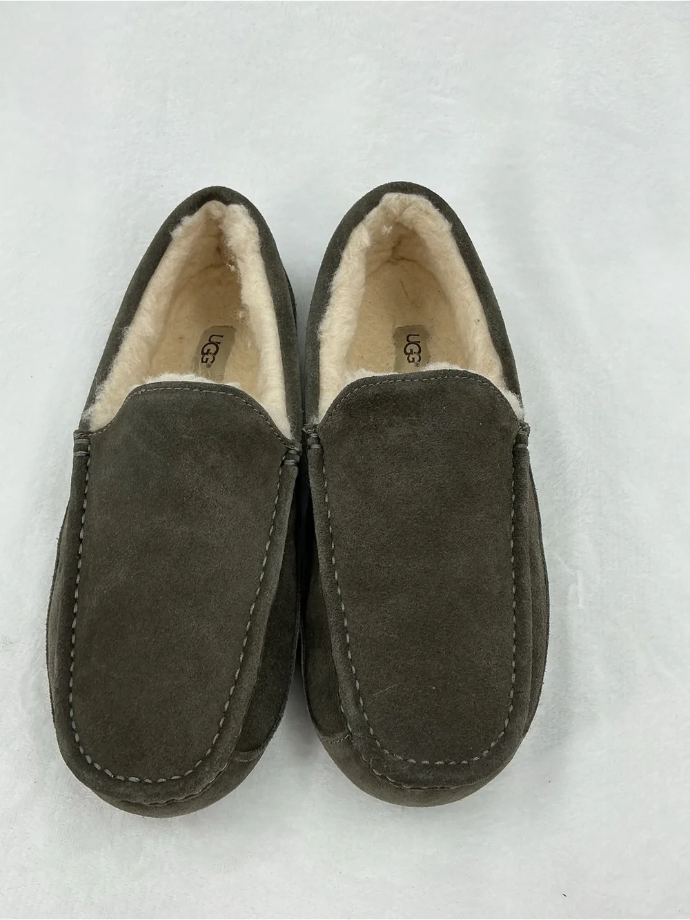 UGG Men's Charcoal Suede Slip-On Shearling Moccasins B30