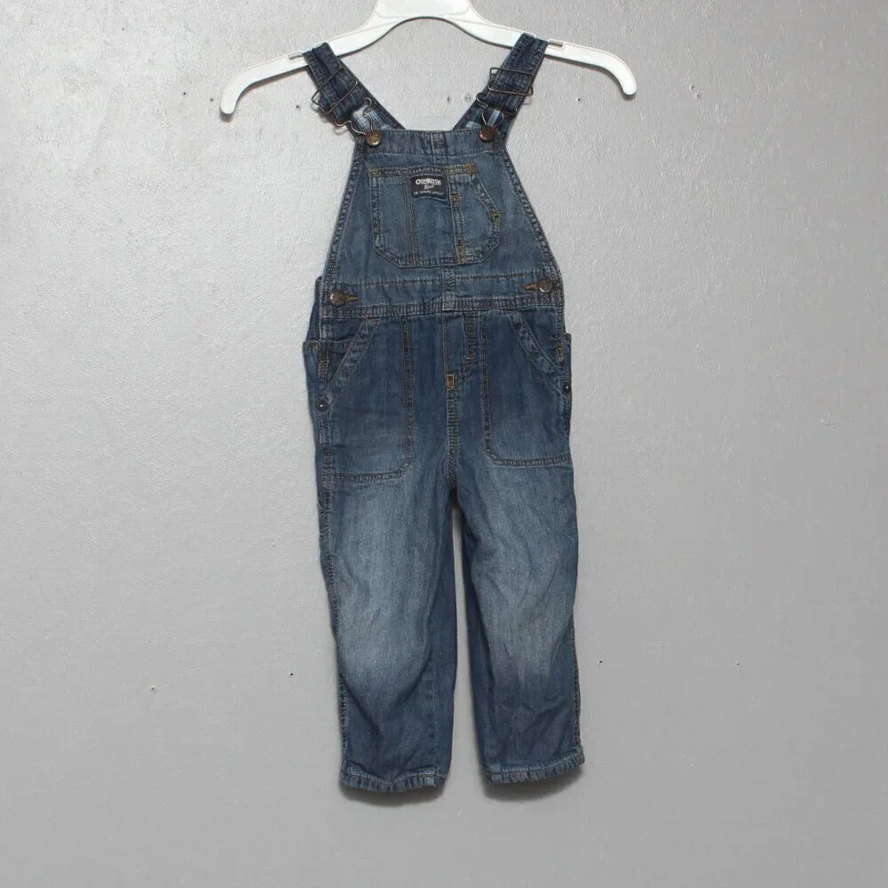 Oshkosh Bgosh soft denim dark wash faded jean overalls