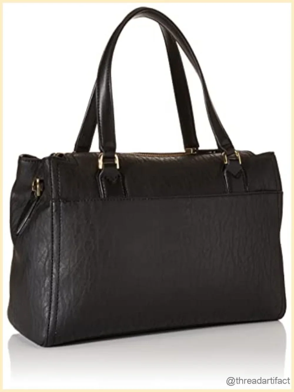 Vegan Leather Satchel with Adjustable Crossbody Strap