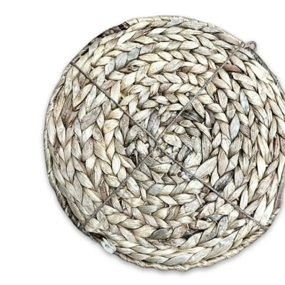 Natural Handmade Set of 2 Placemats Braided Woven Hand Wash Round Beige/Tan 11