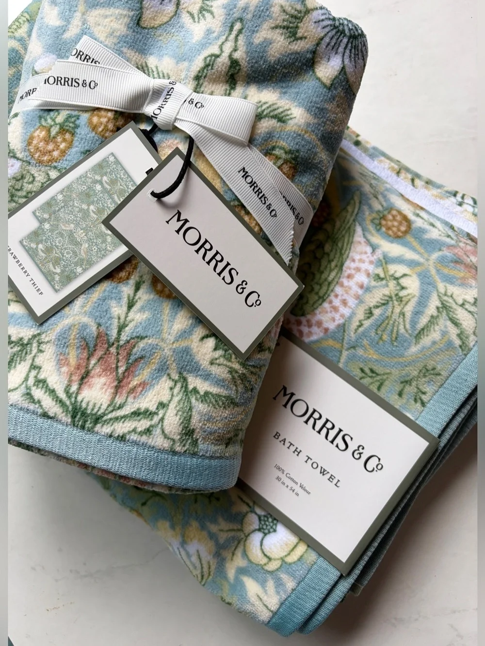 NWT Morris & Co. Set Of 2 Strawberry Thief Hand Towels
