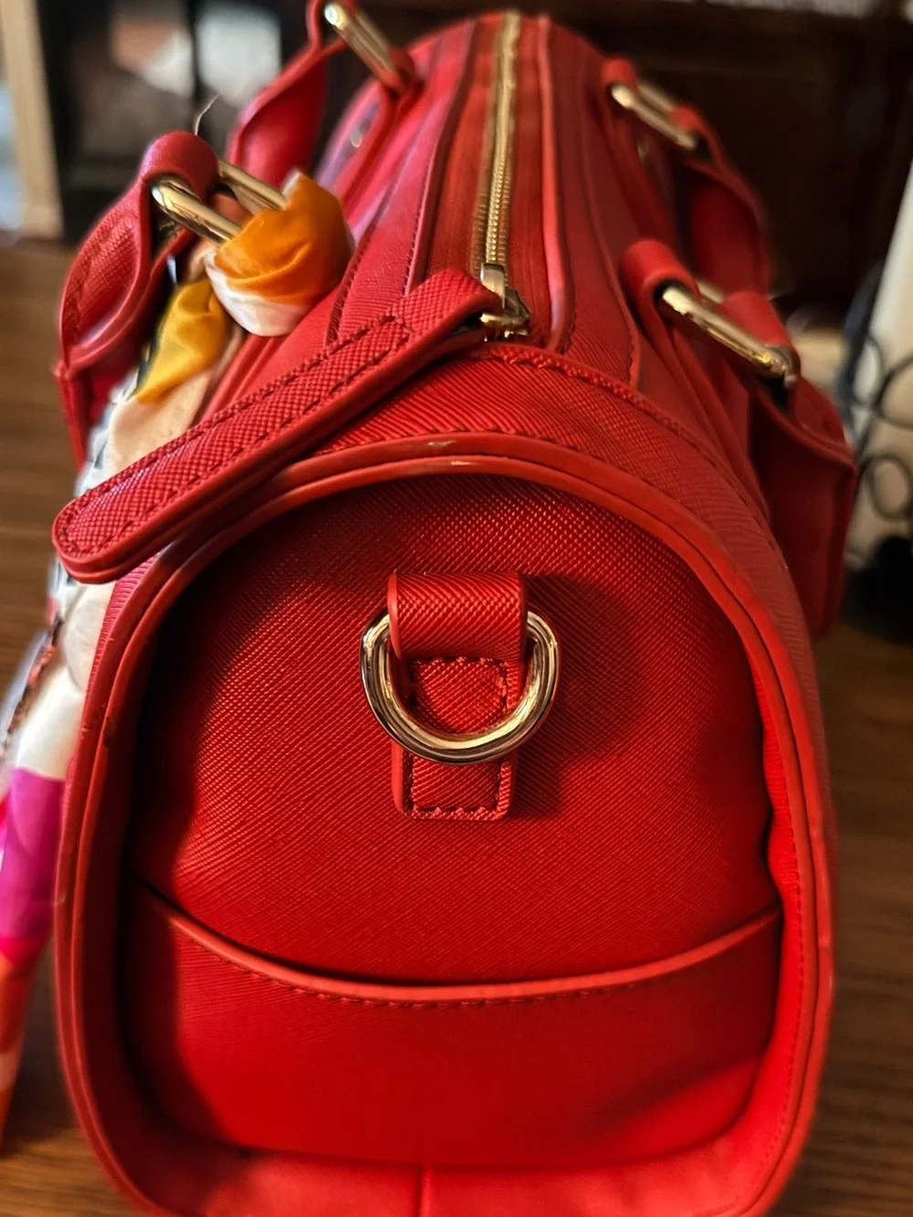 Red Structured Satchel Handbag - Women's Fashion