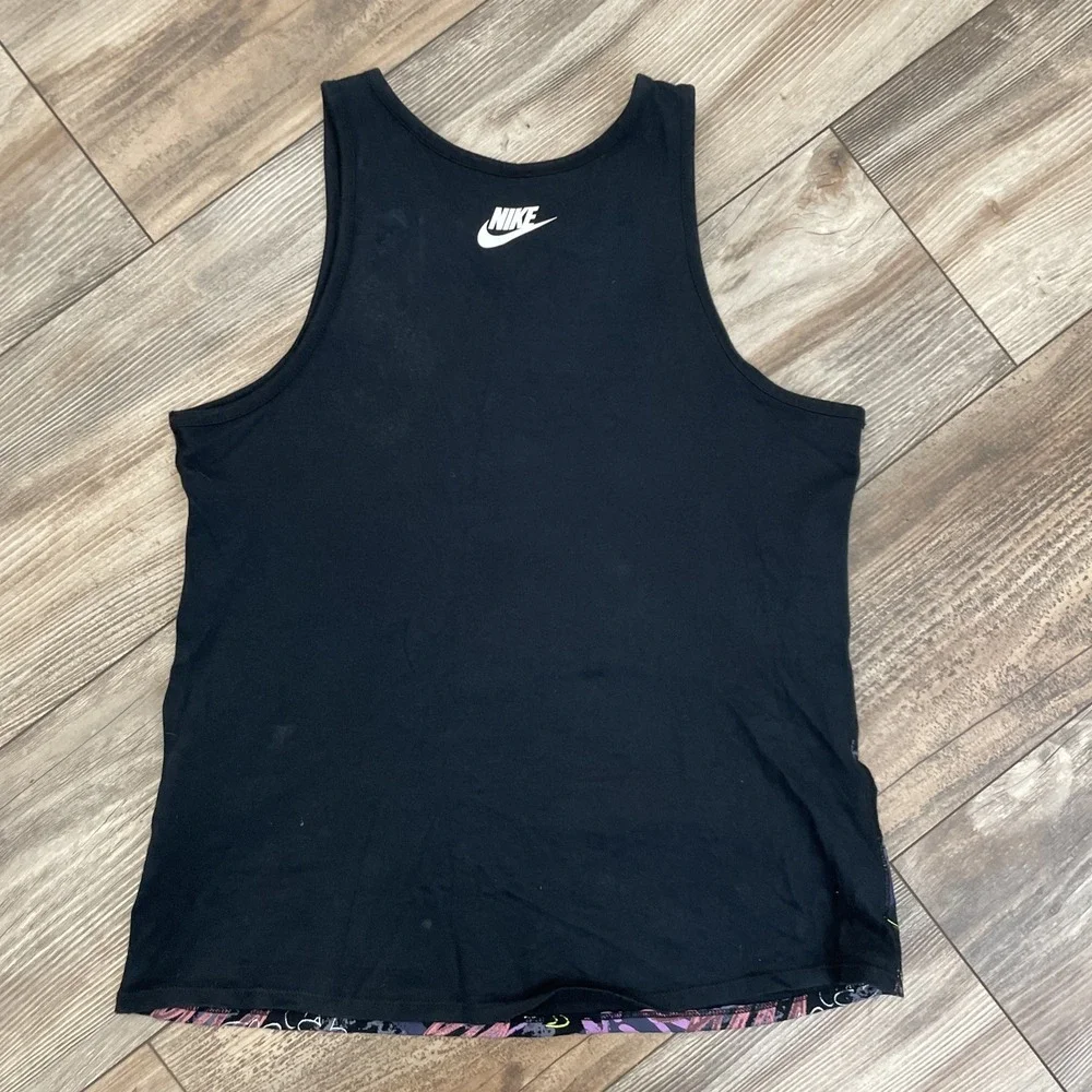 Youth Girls Nike Tank Top Graffiti Shirt Size Large 14-16 Black Pink Neon Yellow