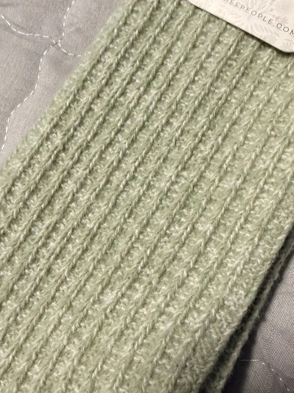 Free People Jackson Cozy Stripe Socks in Sage featuring a ribbed texture. NWT