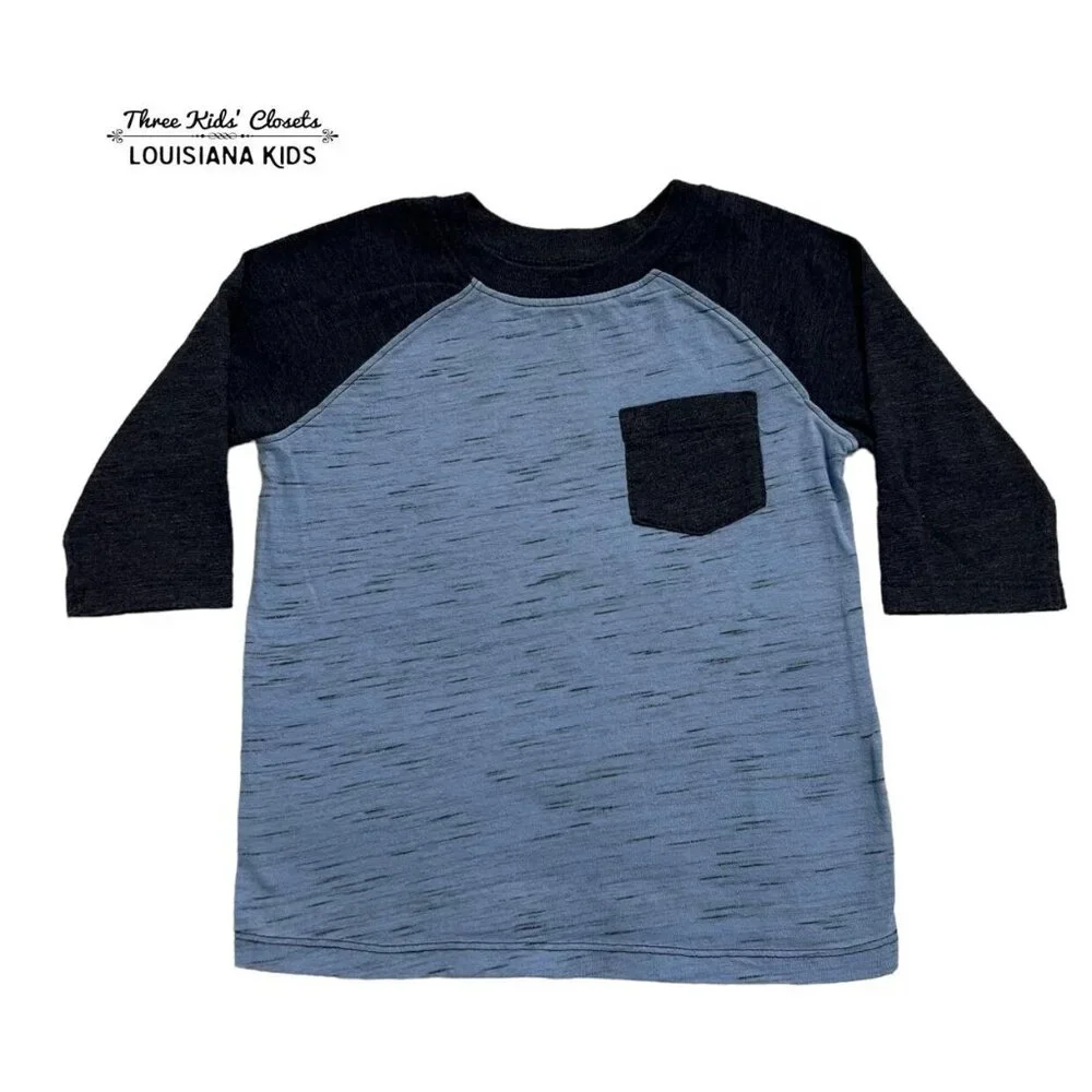 Old Navy 2T Blue & Navy Raglan Pocket Tee Shirt