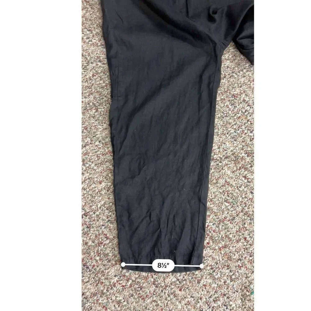 Quince Women's Black NWOT European Linen Elastic Waist Wide Leg Pants Size XL