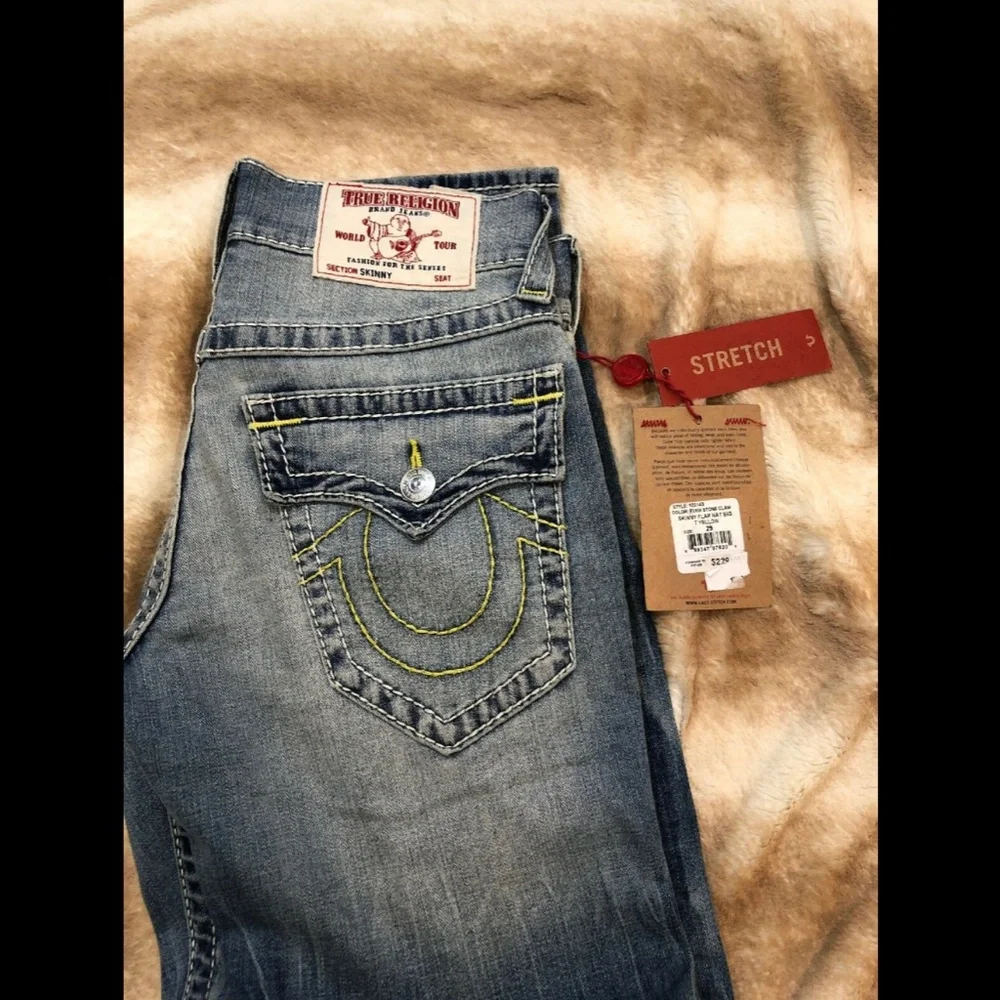 NEW True‎ Religion Skinny Flap Nat Big T Yellow Jeans [ SZ 29 ]